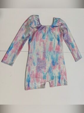 Iridescent Pastel Tie-Dye Long Sleeve Leotard Romper
